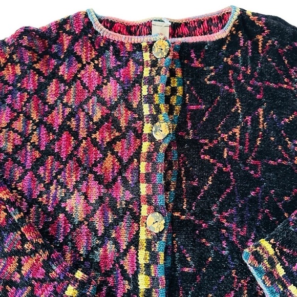 VINTAGE ROBIN ORIGINAL ROBIN BERGMAN HANDLOOM CHENILLE CARDIGAN M/L - Picture 3 of 15